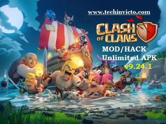 Clash of Clans 9.24.1 Unlimited Mod Hack APK 2017 update - Featured Image